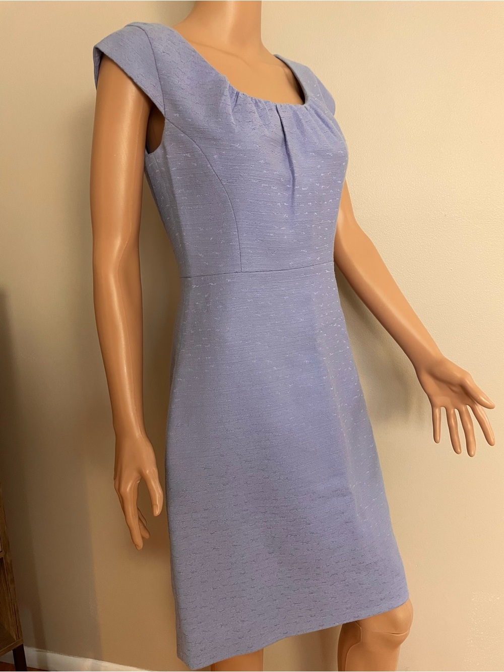 KATE SPADE NEW YORK Blue Lavender GATHERED Scoop Neck CAP Sleeve MIDI DRESS  4